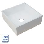Serene Lisbon 426mm Square Polymarble Countertop Basin - White