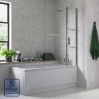 Serene Two Panel Folding Bath Screen with Towel Rail & Shelves 1000mm x 1500mm