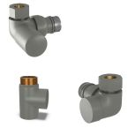 Tissino Dual Fuel Radiator Valves Pair Lusso Grey - Wall Plumbing Connection