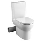 Tissino Nerola Rimless Close Coupled Toilet & Brushed Brass Hinges Slimline Seat - LH Pan Cut