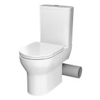 Tissino Nerola Rimless Close Coupled Toilet & Brushed Brass Hinges Slimline Seat - RH Pan Cut