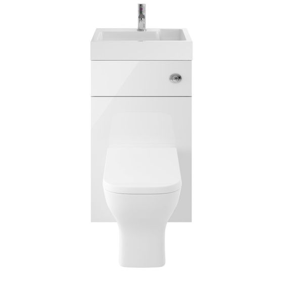 Nuie Athena 500mm Floor Standing 2 in 1 Toilet And Vanity Unit - Gloss White