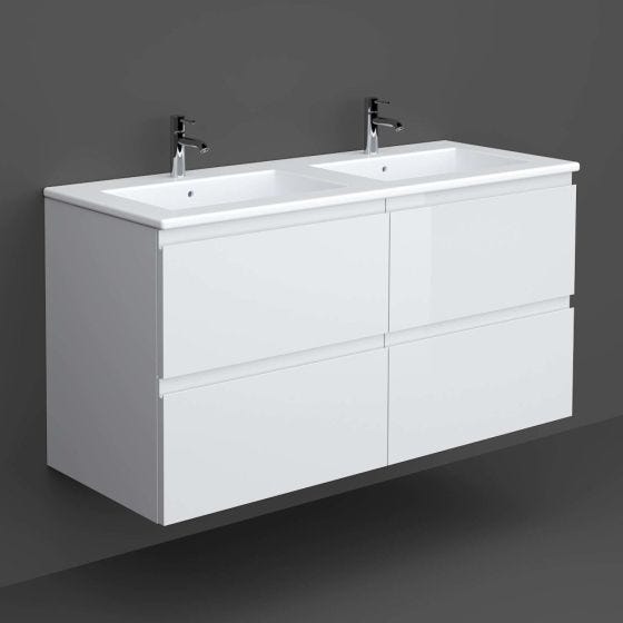 RAK Joy 1200mm Wall Hung Vanity Unit With 1TH Drop In Basin - Pure White 