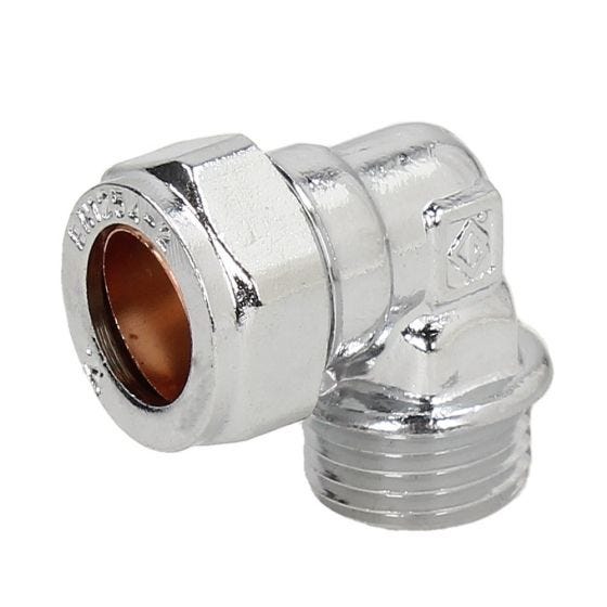 Chrome Compression Male Iron Elbow 15mm x 1/2"