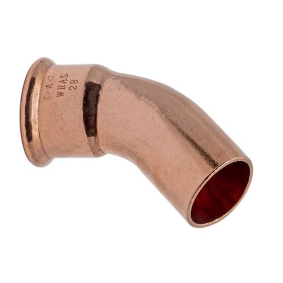 Copper M Press Fit 22mm 45 Deg Obtuse Street Elbow