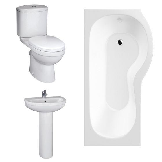 Nuie Ivo Bathroom Suite with P Shaped Shower Bath