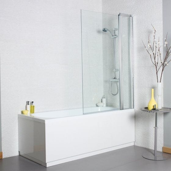 Kartell Koncept Square Bath Screen with Extension Panel 1400mm x 1000mm