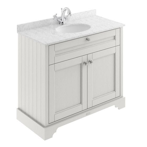 Hudson Reed Old London 1000mm Cabinet & 1TH Basin with Grey Marble Top - Timeless Sand