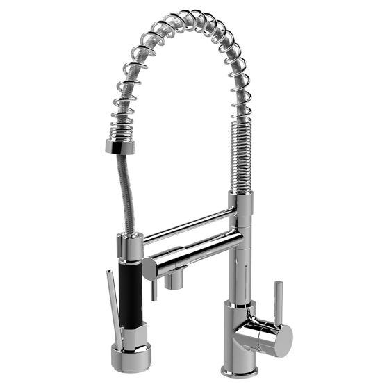 Nuie Tall Side Action Pull Out Kitchen Tap & Rinser - Chrome