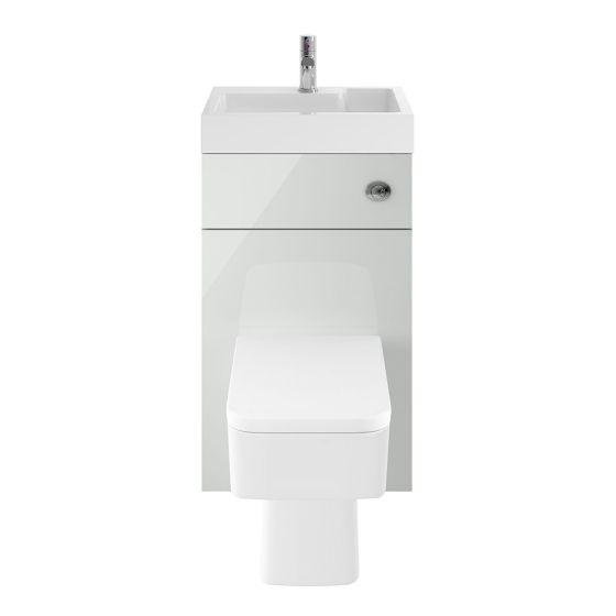 Nuie Athena 500mm Floor Standing 2 in 1 Toilet And Vanity Unit - Gloss Grey Mist