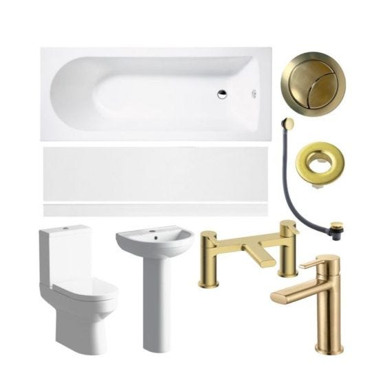 Serene Faro Full Suite with Bath & Brushed Brass Finishes