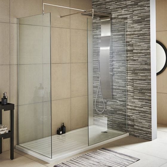 Nuie 1400mm Wetroom Screen & Support Bar