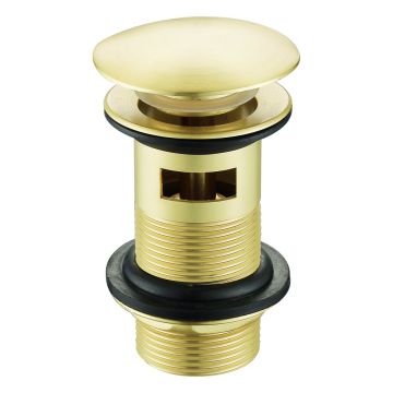Slotted Sprung Basin Waste with Large Round Plug 1 1/4" - Brushed Brass 