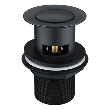 Slotted Push Button Basin Waste with Centre Plug 1 1/4" - Matt Black 