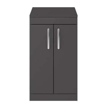Nuie Athena 500mm 2 Door Floor Standing Cabinet & Worktop - Gloss Grey