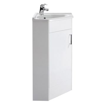 Nuie Mayford 1 Door Corner Cabinet & Basin - Gloss White