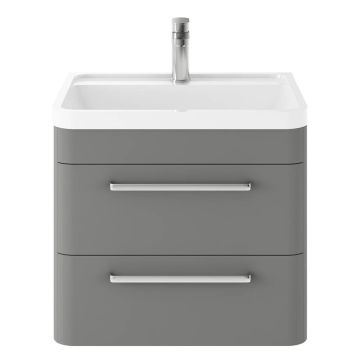 Hudson Reed Solar 600mm Wall Hung Cabinet & Basin - Cool Grey
