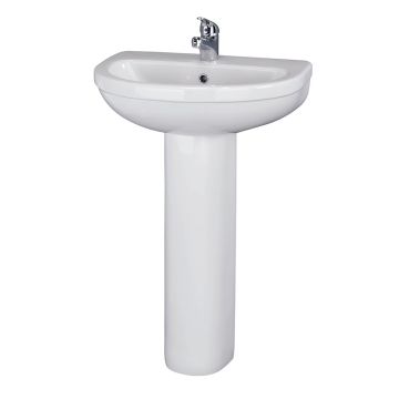 Nuie Ivo 550mm 1 Tap Hole Basin & Pedestal