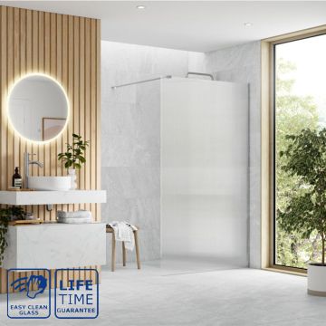 Serene Optimum 800mm Fluted Wetroom Panel & Support Bar - Chrome