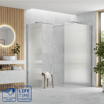 Serene Optimum Fluted Wetroom Panel Side Panel 800mm - Chrome