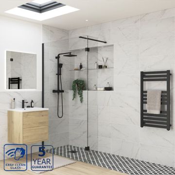 Serene Optimum 300mm Wetroom Flipper Panel - Black