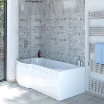 Luxury Curved Shower Bath Screen Silver / Clear