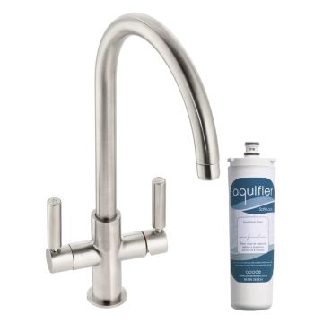 Abode Globe Aquifier Dual Lever Water Filter Monobloc Sink Mixer - Brushed Nickel
