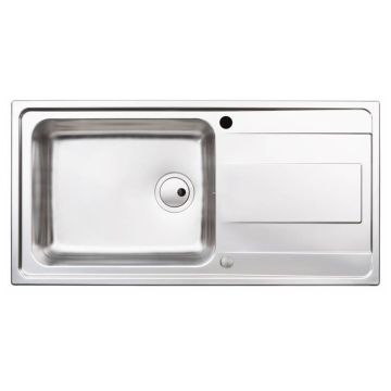 Abode Ixis 1 Tap Hole Stainless Steel Inset Sink with 1 Bowl, Drainer & Kit 1000mm