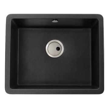 Abode Matrix SQ GR15 Granite Inset Sink with 1 Bowl Large & Kit 560mm - Black Metallic