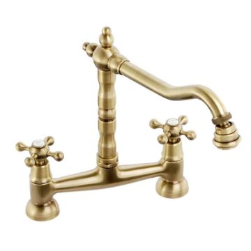 Abode Melford 2 Tap Hole Bridge Sink Mixer - Brushed Nickel