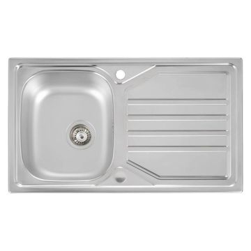 Abode Mikro 1 Tap Hole Stainless Steel Inset Sink with 1 Bowl, Drainer & Kit 860mm
