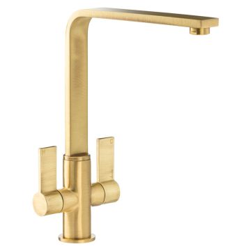 Abode Quantic Dual Lever Monobloc Sink Mixer - Brushed Brass