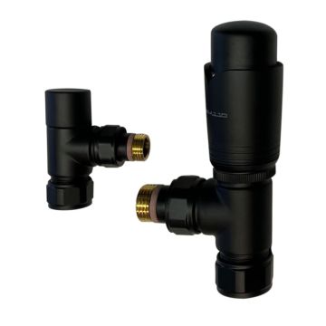 Apollo Italian Luxury TRV Valve Set Angled 15mm - Black Matt