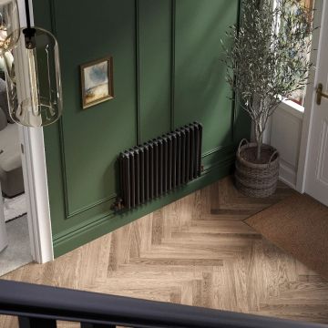 Apollo Roma 3 Column Horizontal Steel Radiator 600mm x 1180mm - Jet Black Matt RAL9005M