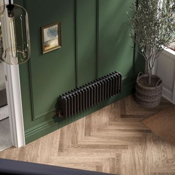 Apollo Roma 4 Column Horizontal Steel Radiator 600mm x 996mm - Jet Black Matt RAL9005M