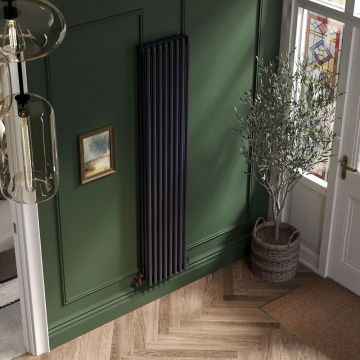 Apollo Roma 3 Column Vertical Steel Radiator 1800mm x 582mm - Jet Black Matt RAL9005M