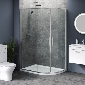 1000mm x 700mm Double Door Offset Quadrant Shower Enclosure and Shower Tray