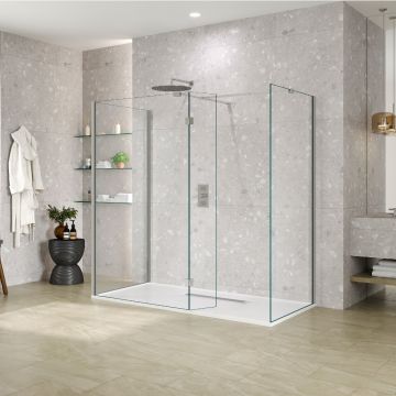 Azzio Innovation 10mm 3-Sided Walk-in Wetroom with Flipper Panel