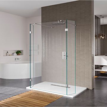 Azzio innovation 10mm Walk-in Wetroom with Double Support Arm & Flipper Panels