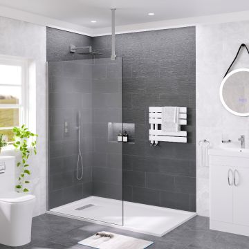 Azzio innovation 10mm Wetroom Screen with Ceiling Support Arm