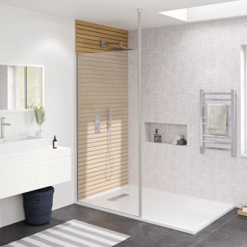 Azzio innovation 10mm Wetroom Screen with Floor to Ceiling Post