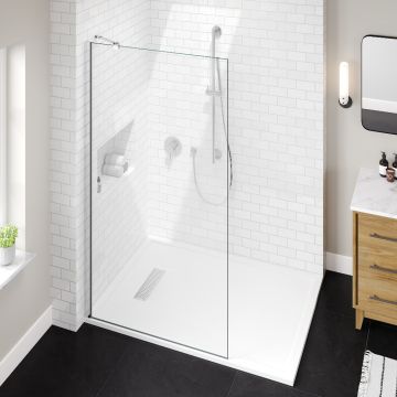 Azzio innovation 10mm Wetroom Screen with Angled Support Arm