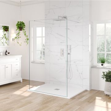 Azzio Innovation 8mm Walk-in Wetroom Panel with Double Support Arms