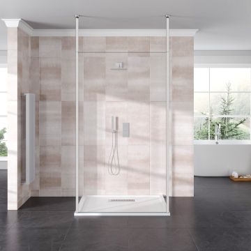 Azzio Innovation 8mm Walk-in Wetroom Panel with Double Floor to Ceiling Posts