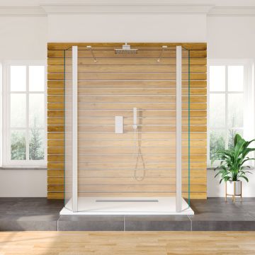 Azzio innovation 8mm Walk-in Wetroom with Double Support Arm & Flipper Panels