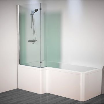 Aqua I 6mm L Shaped Bath Screen 1400mm x 800mm