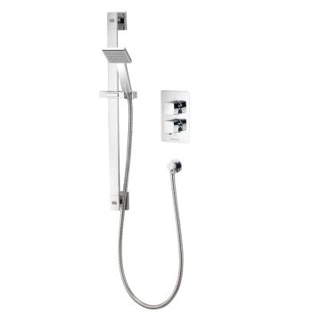 Aqualisa AQ Square Single Outlet Thermostatic Shower Mixer with Sliding Rail Kit - Chrome