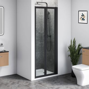Azzio 6 Bifold Shower Door 700mm x 1900mm High - Matt Black