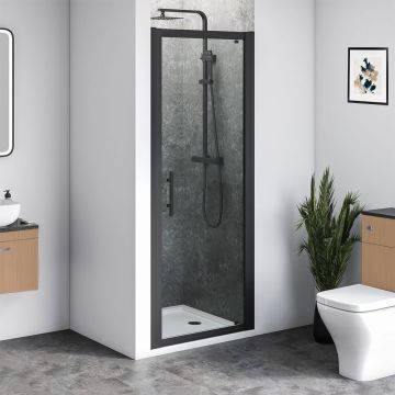 Azzio 6 Pivot Shower Door 700mm x 1900mm - Matt Black