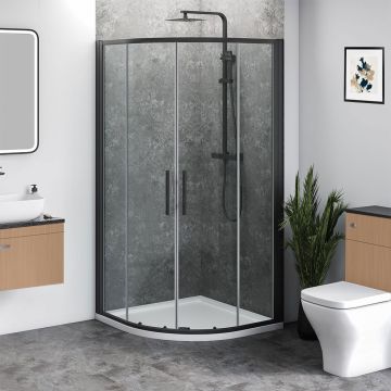 Azzio 6 Quadrant Sliding Shower Enclosure 800mm x 800mm - Matt Black
